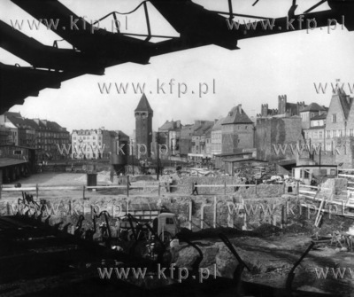 Widok z budowy Teatru Wybrzeze na Baszte Jacek, Podwale...