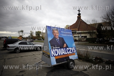 Gdansk Zaspa. Kampania wyborcza do samorządu. Billboard...